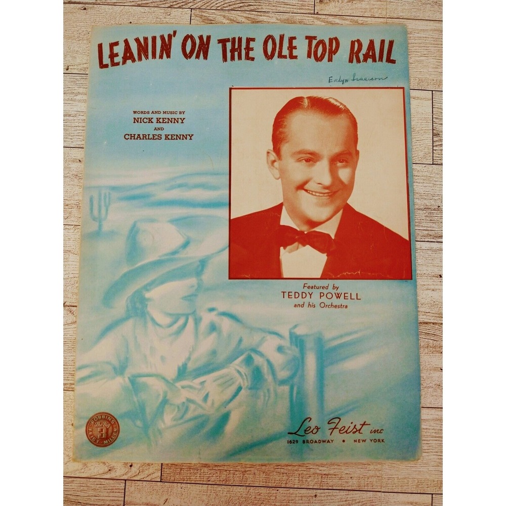 Leanin' On The Ole Top Rail 1939 Teddy Powell Vintage Western Sheet Music